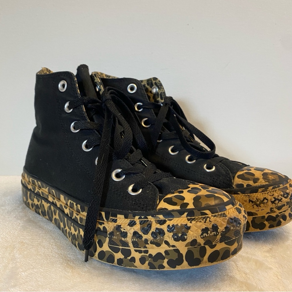 Rare Black Leopard Platform Converse Women’s Size 8